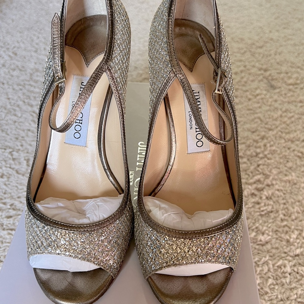 Jimmy Choo Champagne Glitter Tahiti size 37